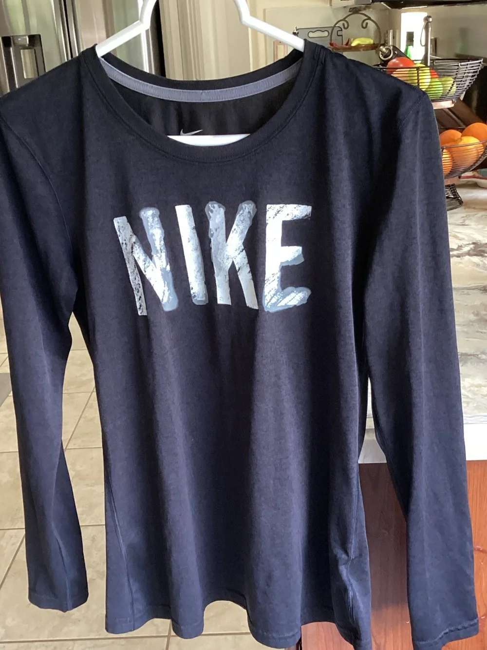 Nike Black Long-Sleeve Tee with White Logo
